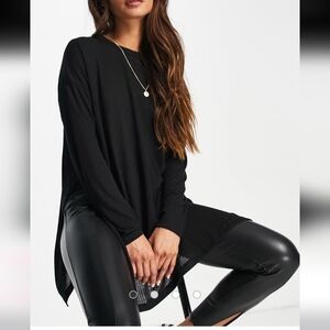 Black Long Sleeve Top and Leather Pants